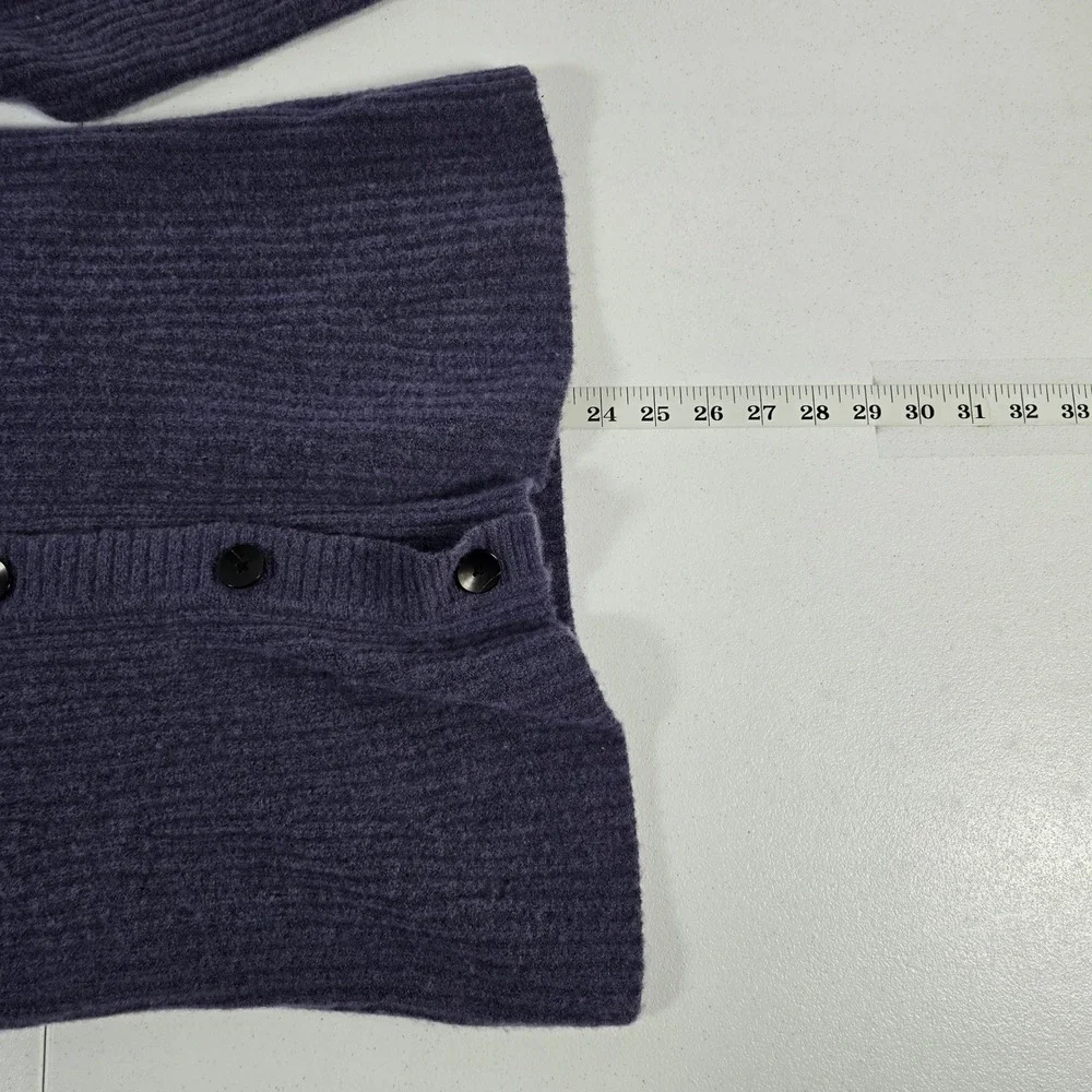 Athleta Purple Ribbed V-Neck Cardigan‎ Button Front Knit Women Small Merino Wool